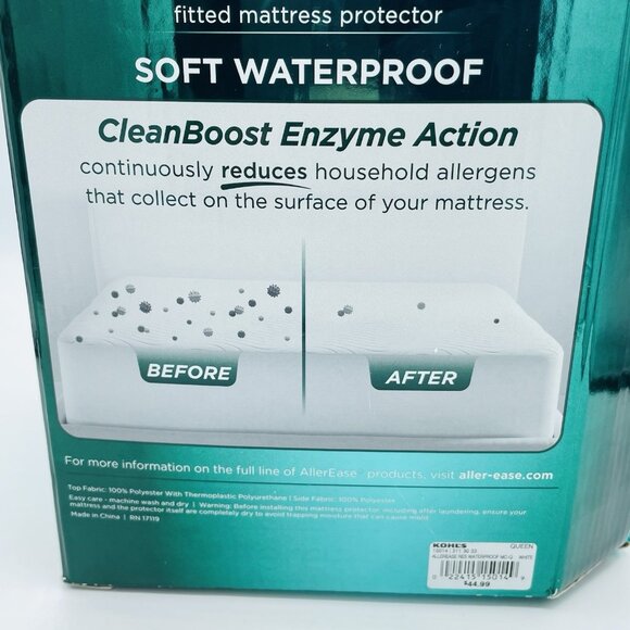 Allerease Queen Size Fitted Mattress Protector Soft Waterproof Clean Boost Cover - Picture 8 of 8